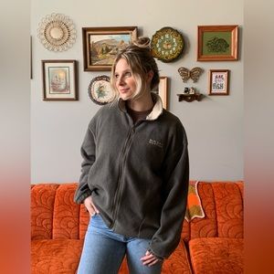 Vintage Big Sky Montana olive green fleece zip up
